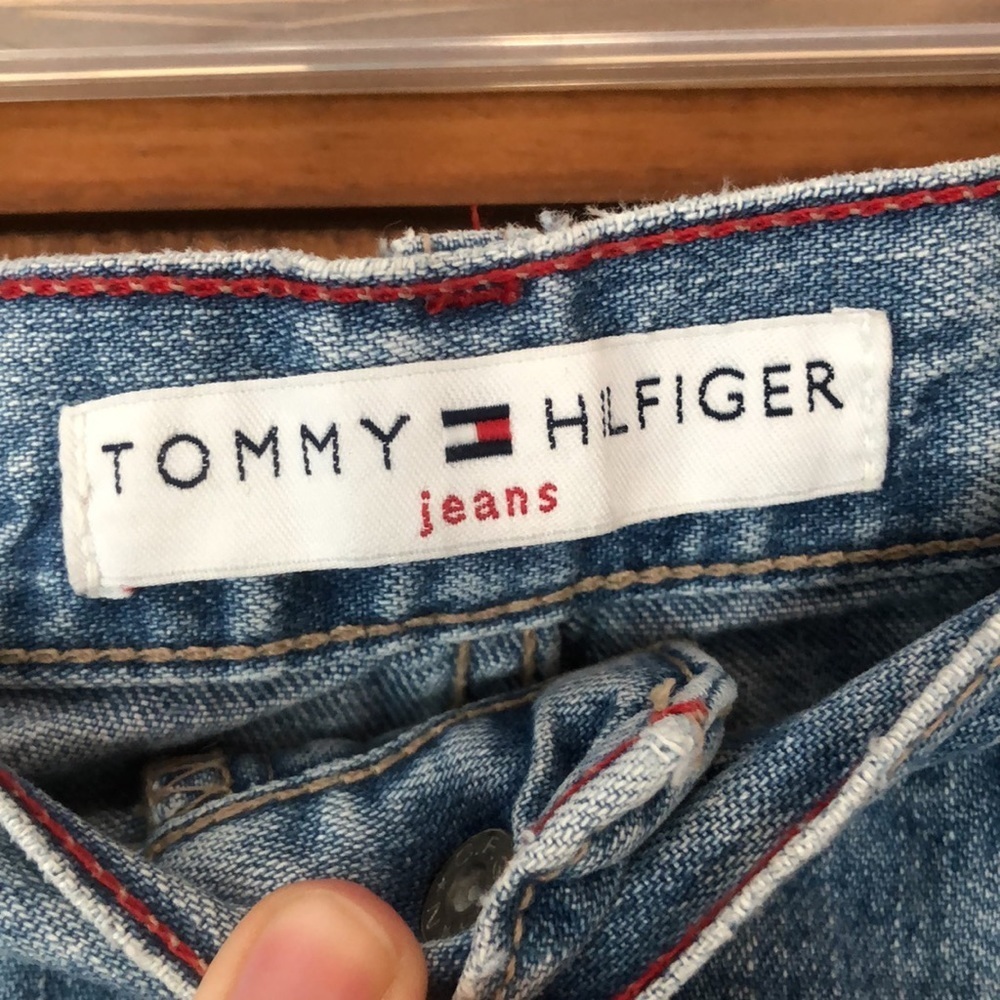 Y2K Tommy Hilfiger raw hem cutoff denim blue jean shorts - Picture 2 of 6